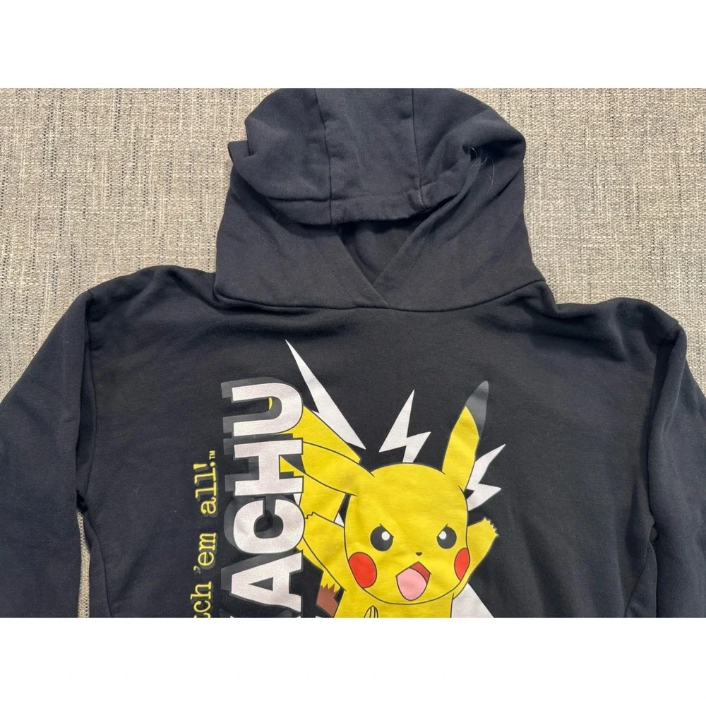 Pokemon Pikachu Black Hoodie 2023 License Gotta Catch Em All! 025 12-13 Years Sz - Picture 7 of 15